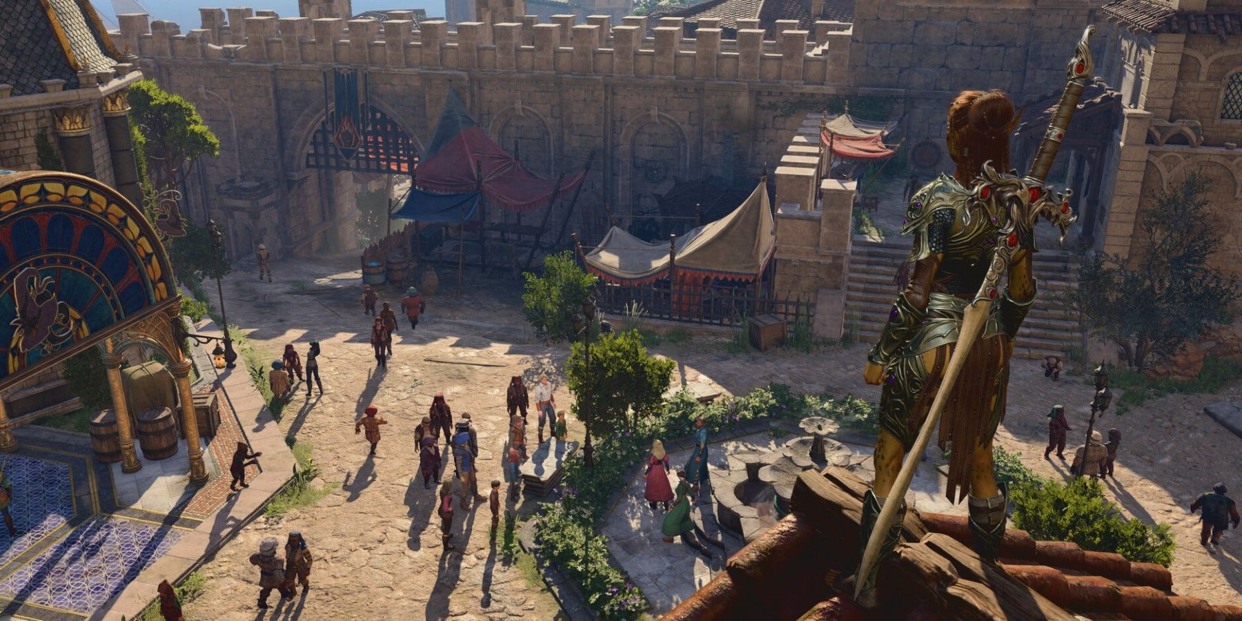 Baldur's Gate 3 Fighter on a rooftop