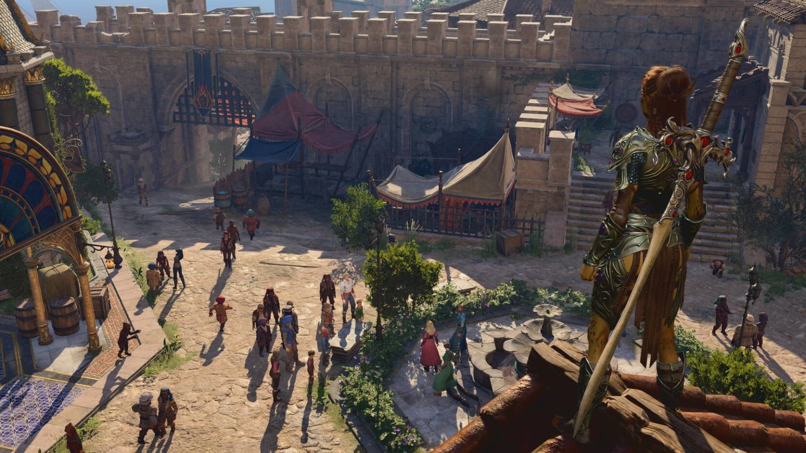 Fighter on a rooftop in Baldur's Gate 3 