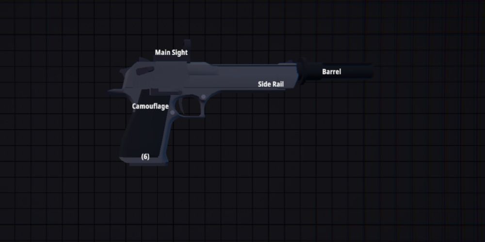 BattleBit Desert Eagle with a red dot sight attachment and compensator barrel attachment.