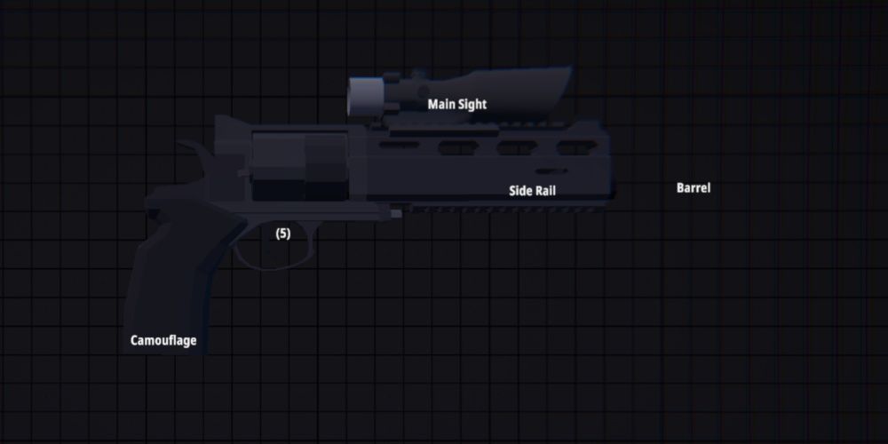 BattleBit Rsh12 heavy caliber pistol revolver with a Pistol 8x Scope attachment.