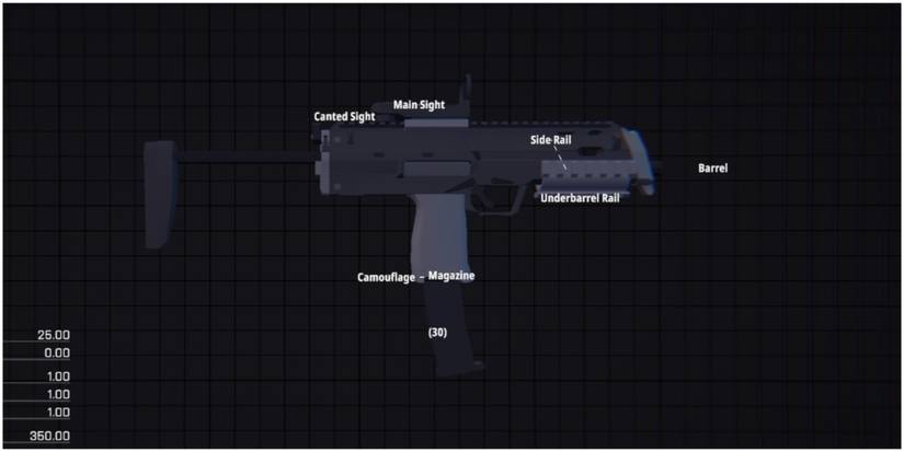 BattleBit Remastered MP7 SMG with steel grey camo in loadout screen.