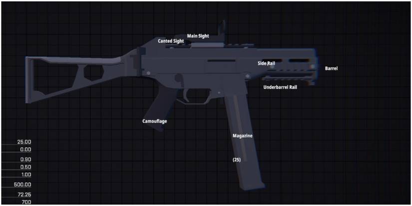BattleBit Remastered UMP-45 SMG with steel grey camo in loadout screen.