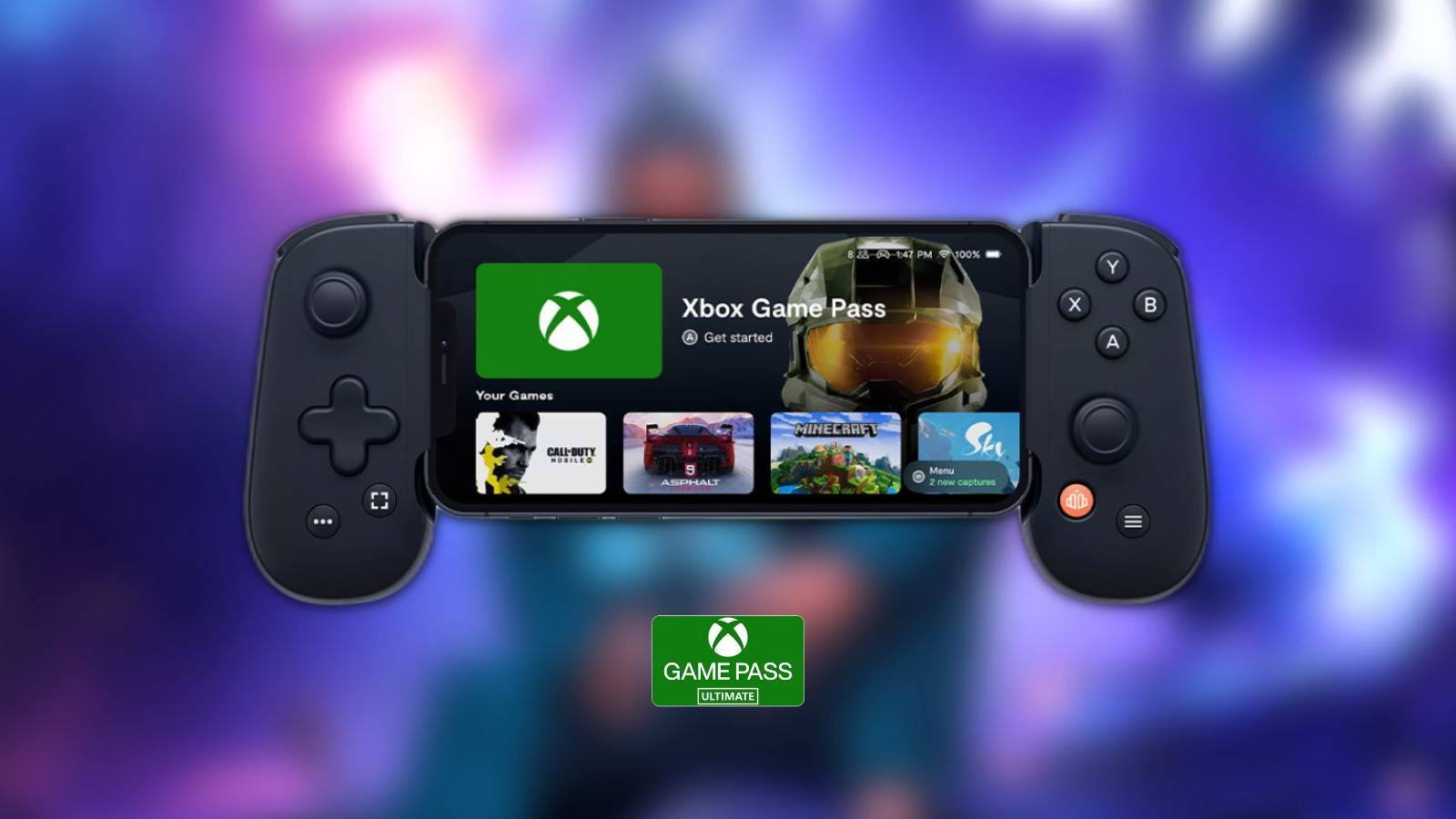 image showing backbone one, a device for playing xbox game pass ultimate games on mobile. 