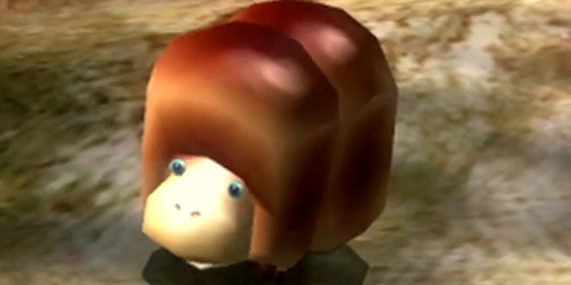 An image showing Breadbug from Pikmin, a square-shaped, bread-like enemy.