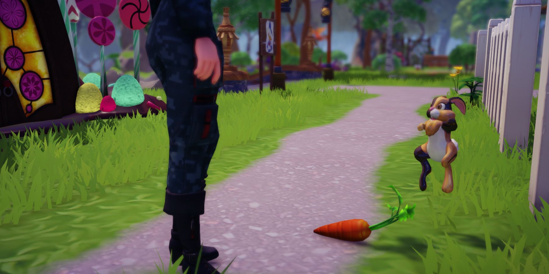 Coniglietto che mangia carota alla Disney Dreamlight Valley