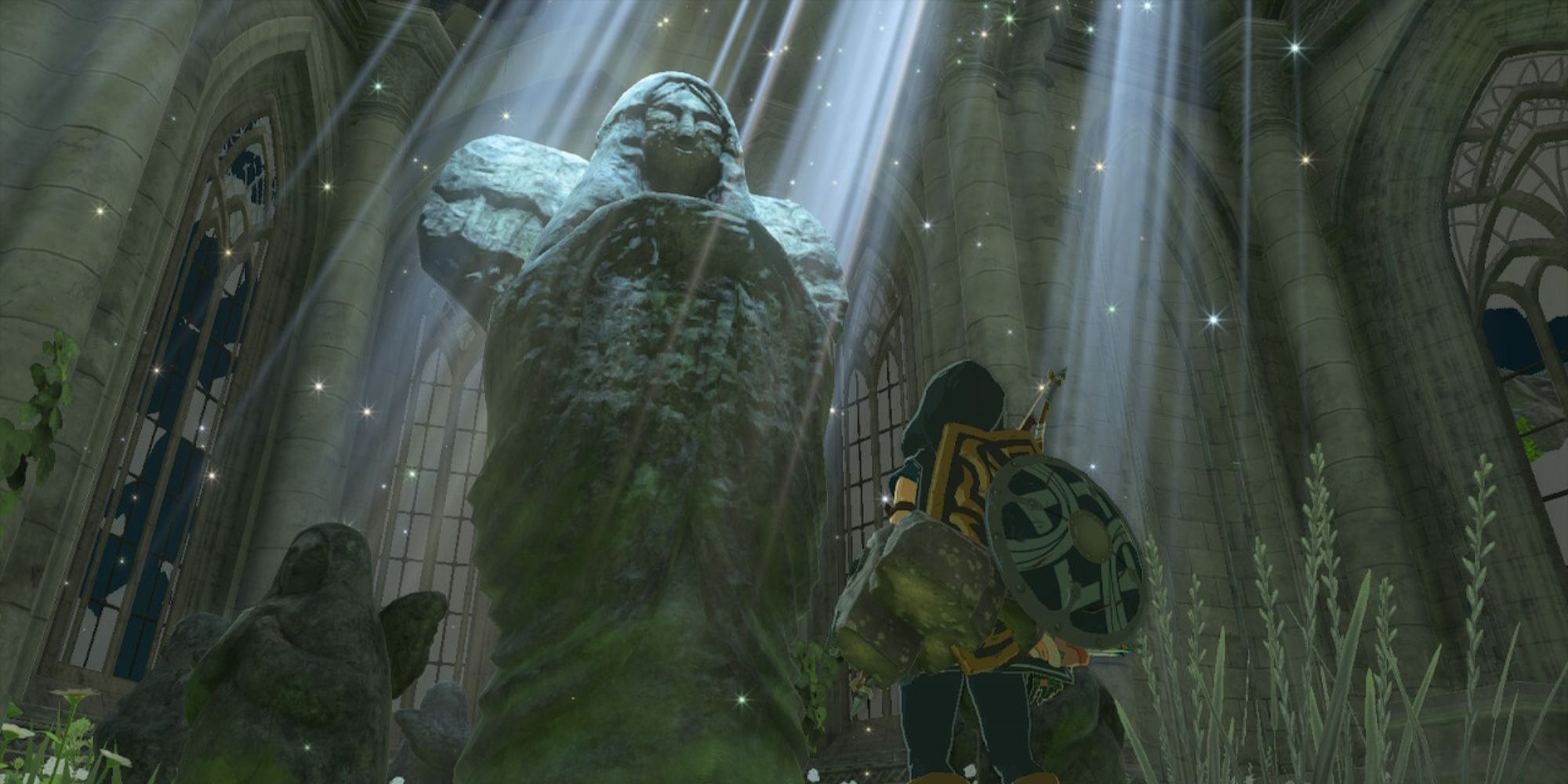Link approaching the Goddess Statue in the Temple of Time