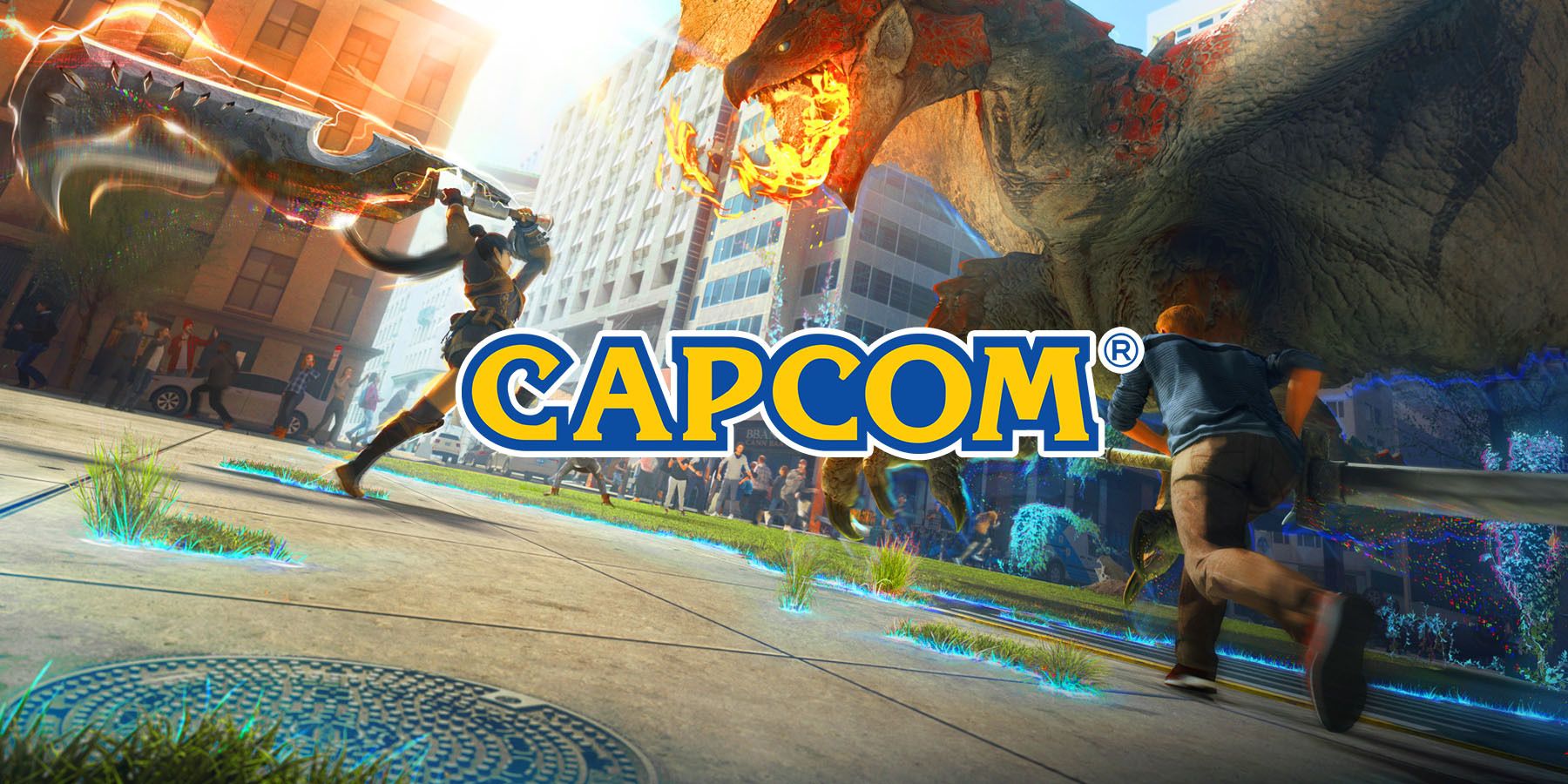 Capcom logo on Monster Hunter Now artwork