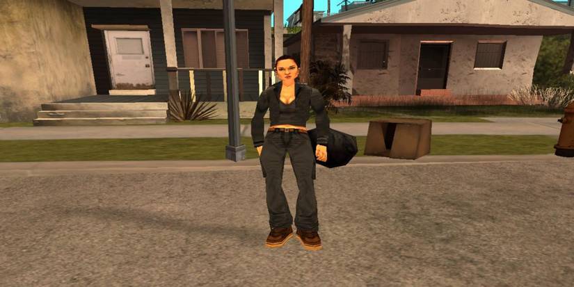 catalina outside a house