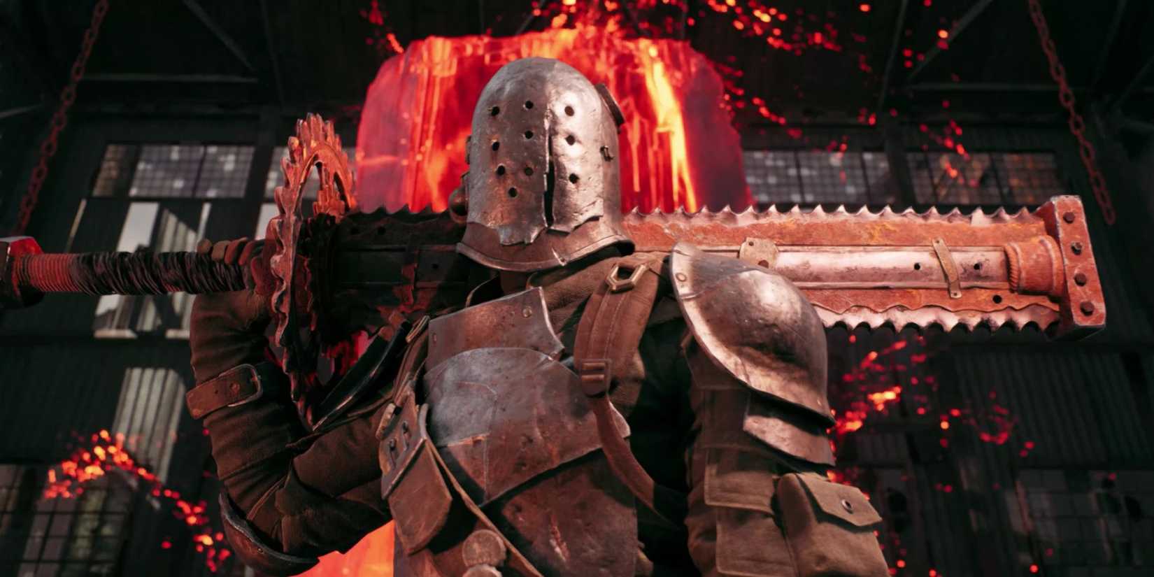 The Challenger Archetype from Remnant 2 holding a sword across its shoulders