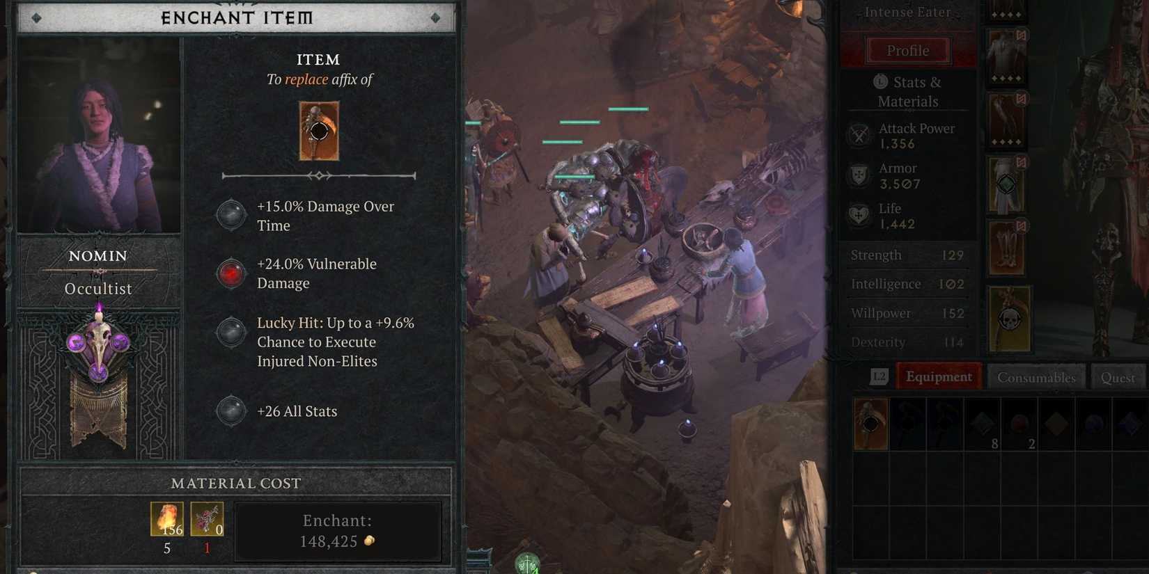 A player changing an Affix in Diablo 4