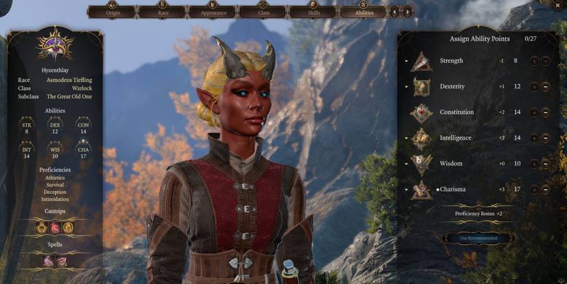 character creation screen tiefling abilities bg3