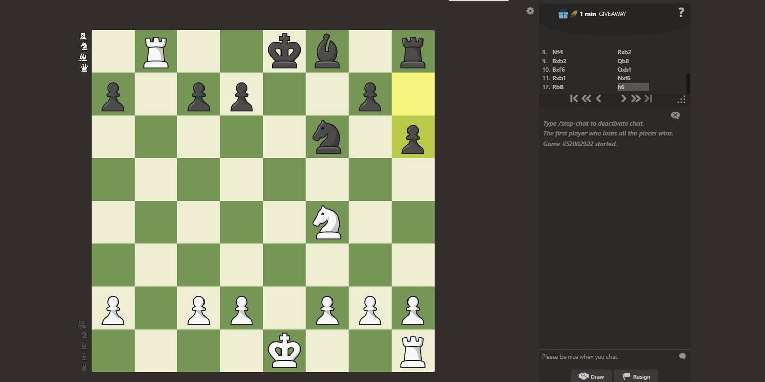 A screenshot of the giveaway version of chess.