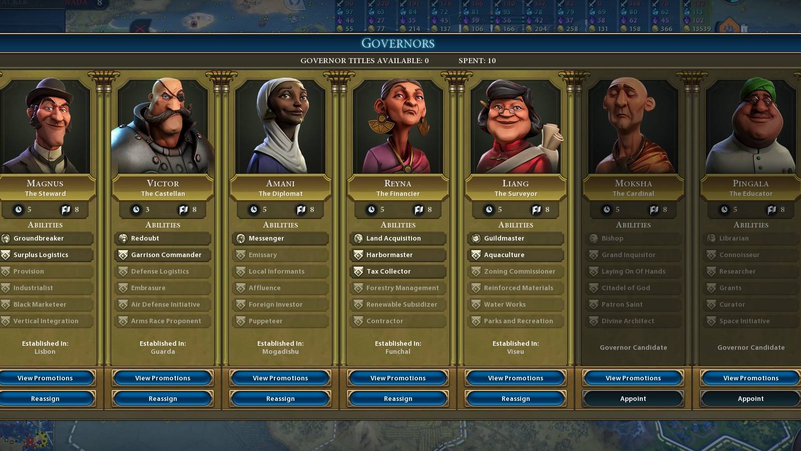 Civ 6 Governors Screen