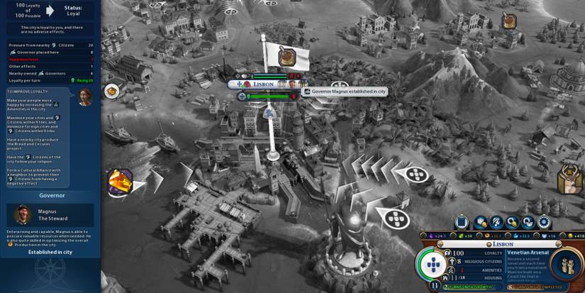 Civ 6 Governor Magnus Established in City