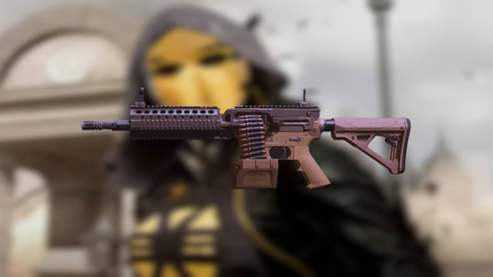 556 Icarus displayed on a blurred Warzone 2 background