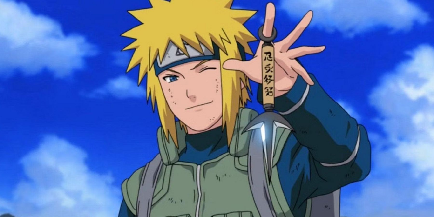 Minato Smiling With His Kunai During War In Naruto