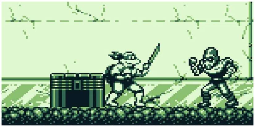 TMNT: Fall of the Foot Clan fighting a Foot soldier