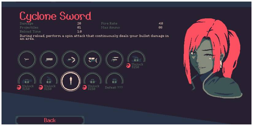 20 Minutes Till Dawn Abby character select, weapon select cyclone
