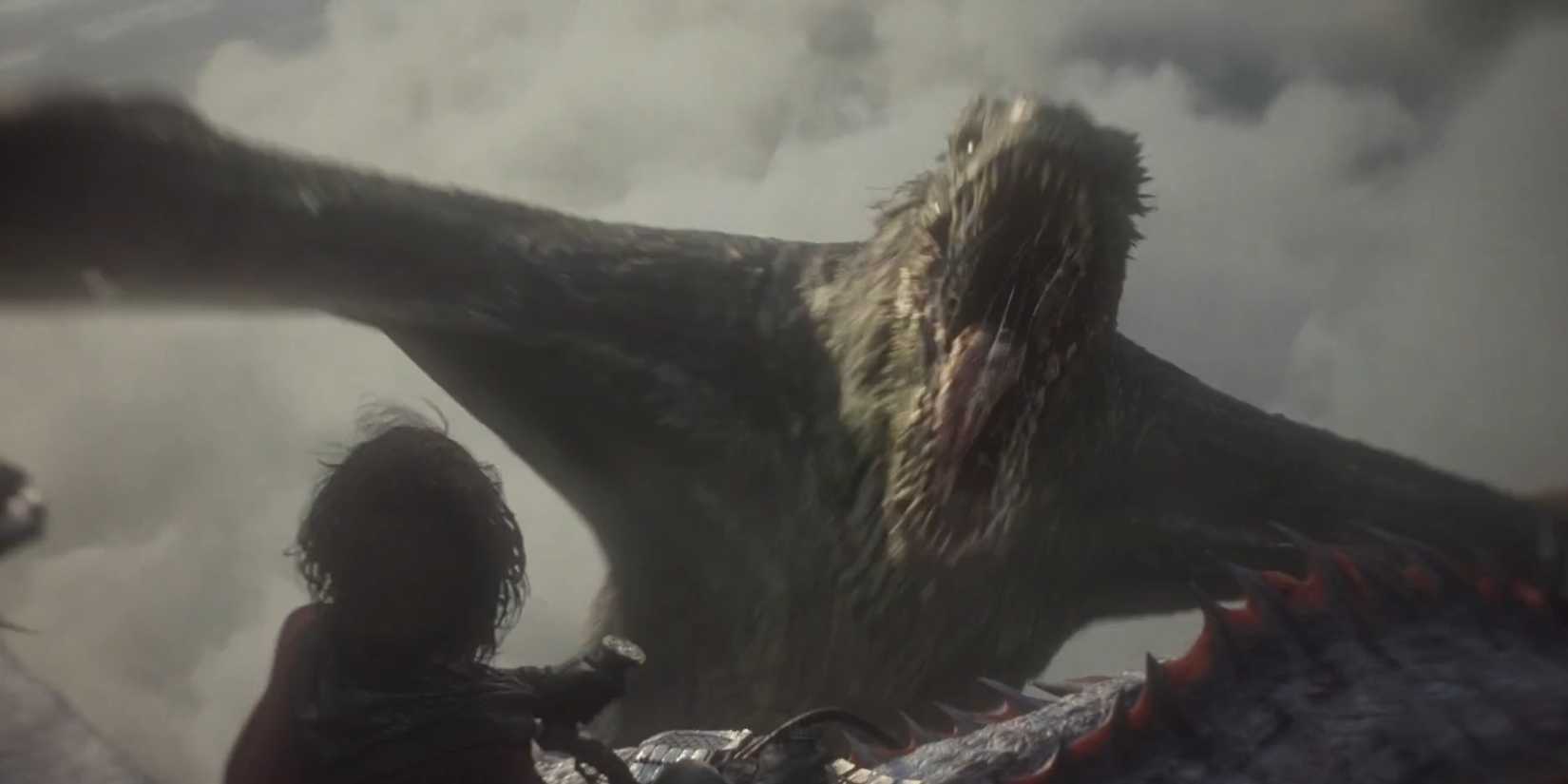 Vhagar pursues Lucerys and Arrax in House of the Dragon.