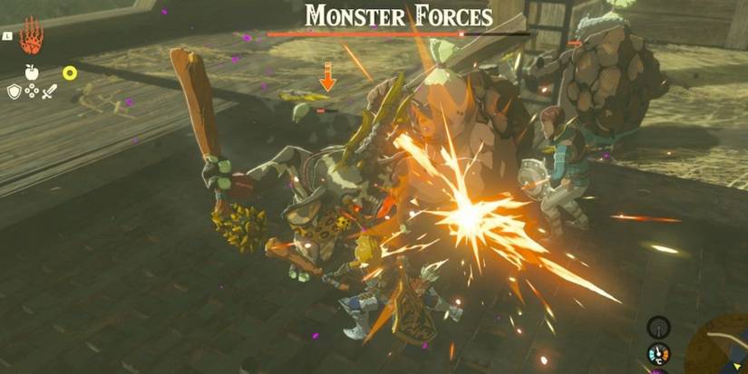 link fighting bokoblins with monster crew