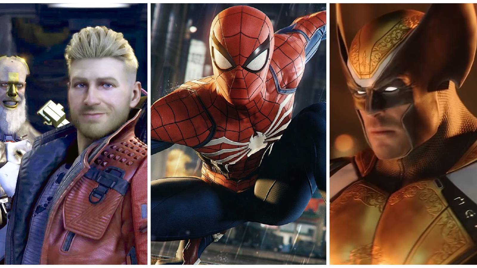 marvel's guardians of the galaxy, marvel's spider-man, marvel's midnight sons wolverine