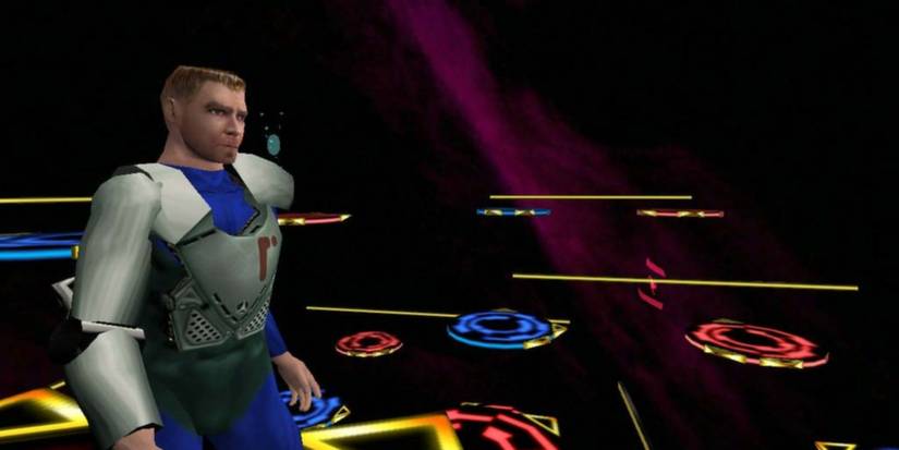 character from ricochet holding a disc