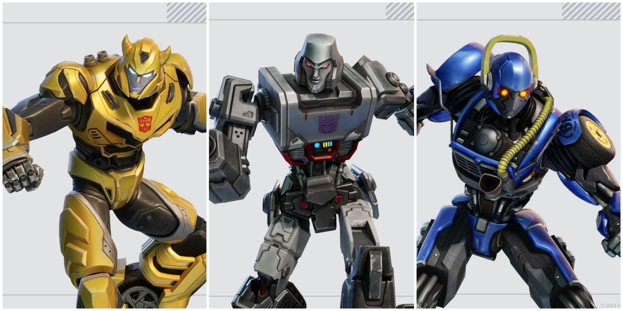 skins included in the transformers pack bumblebee, megatron, battle bus