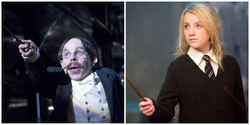 Warwick Davis as Filius Flitwick. Evanna Lynch as Luna Lovegood.