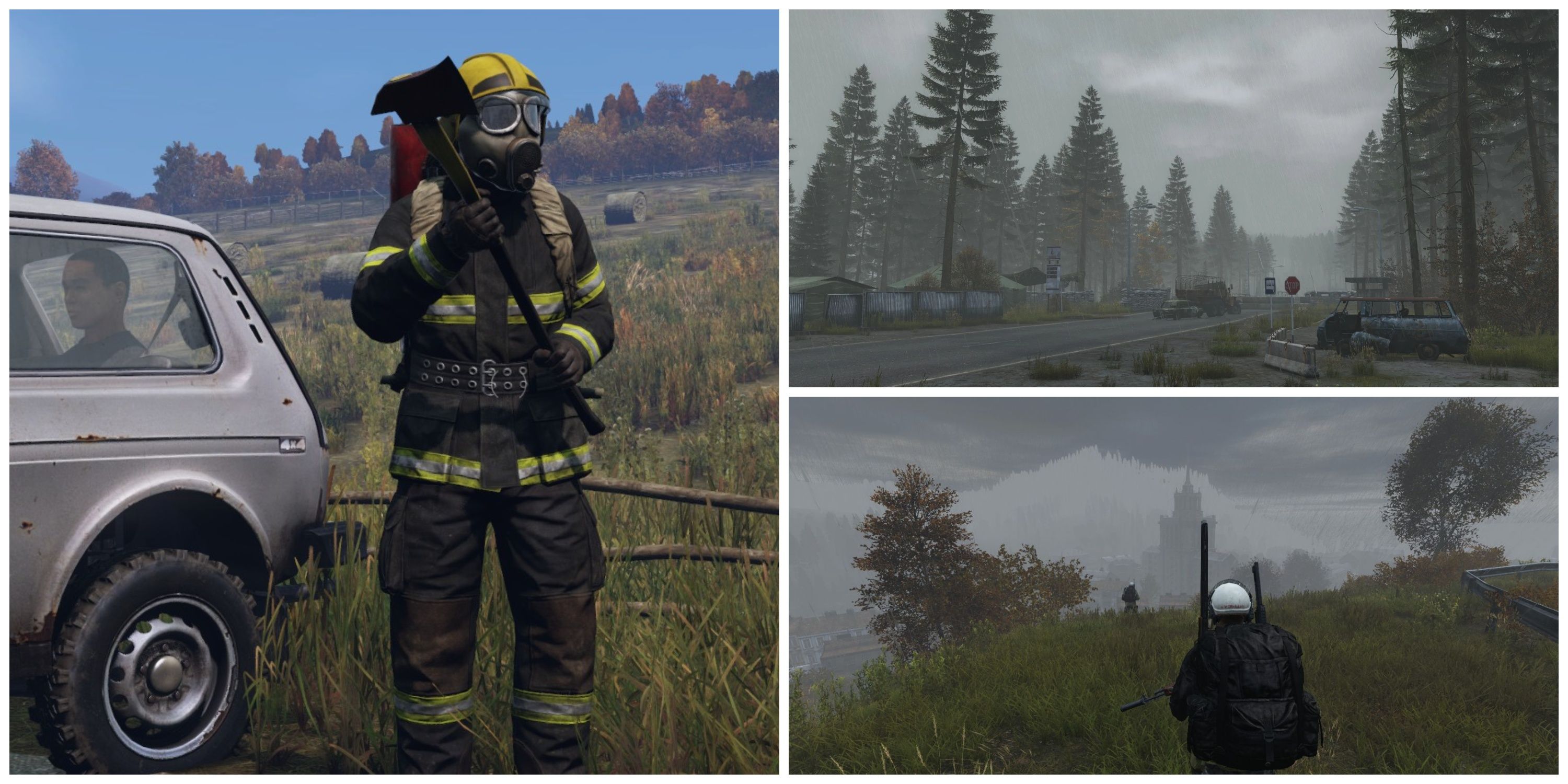 firefighter outfit in dayz, characters in rain in dayz