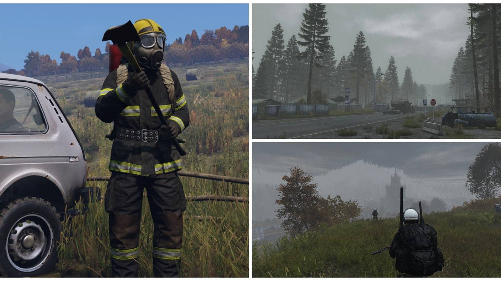 firefighter outfit in dayz, characters in rain in dayz