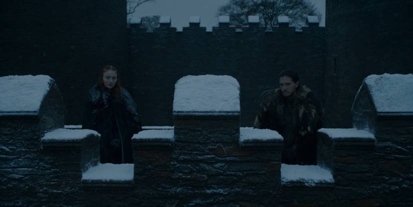Sansa Stark and Jon Snow in Game of Thrones. 