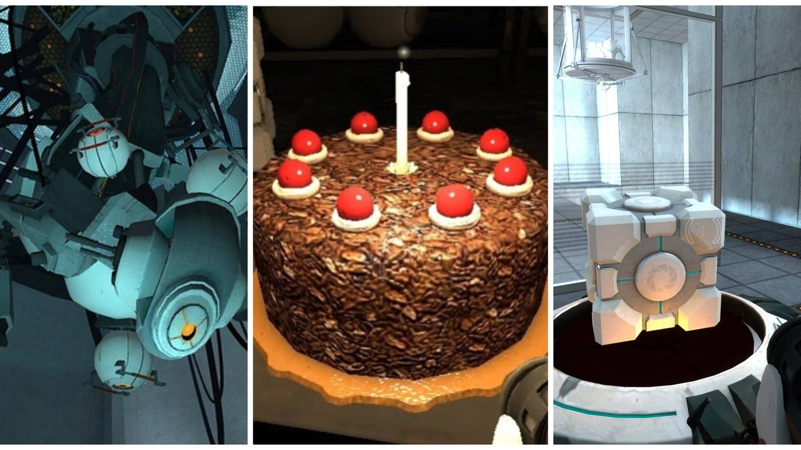 original glados design, the cake is a lie, companion cube from portal 1