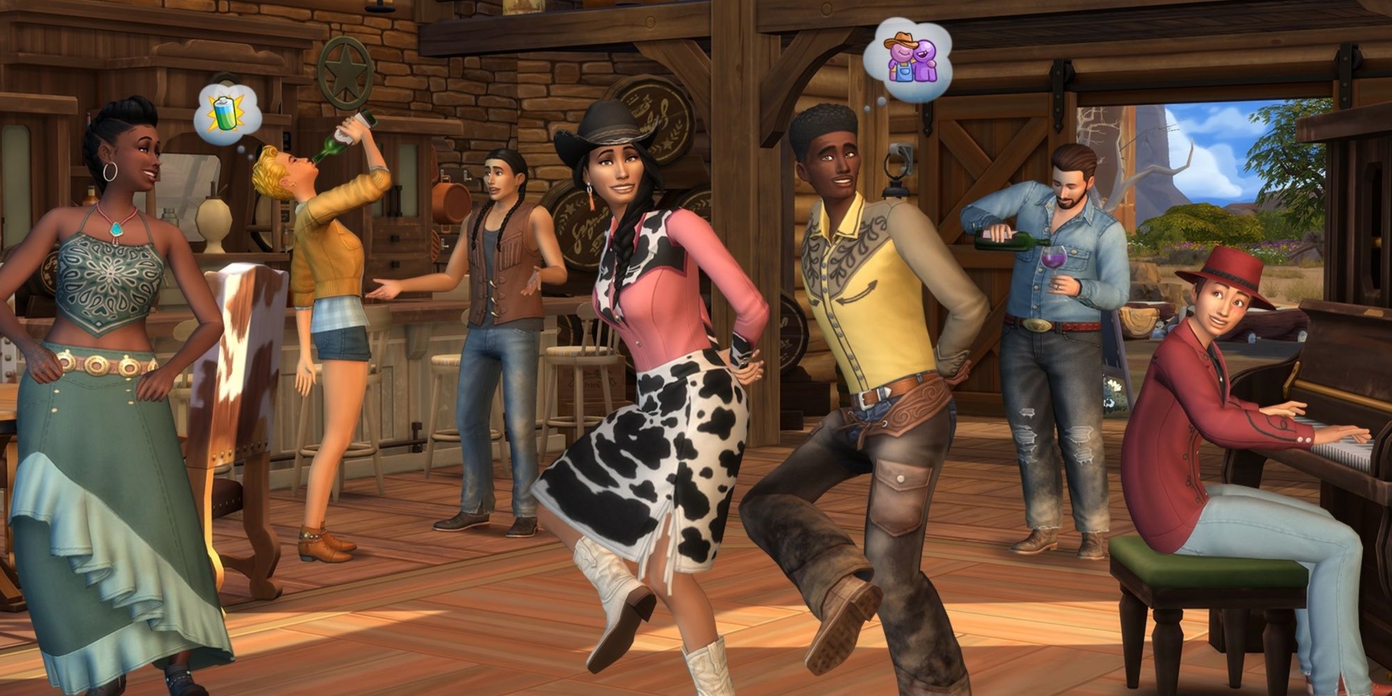 sims line dancing in tavern