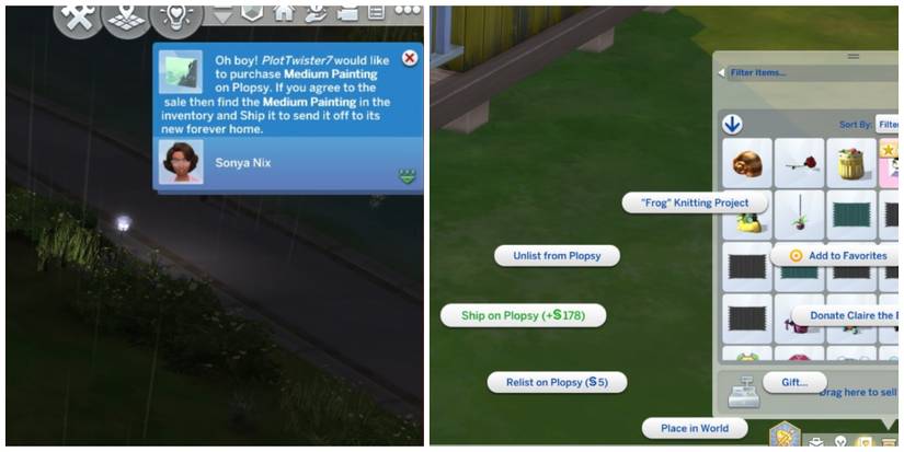 sim selling item on plopsy