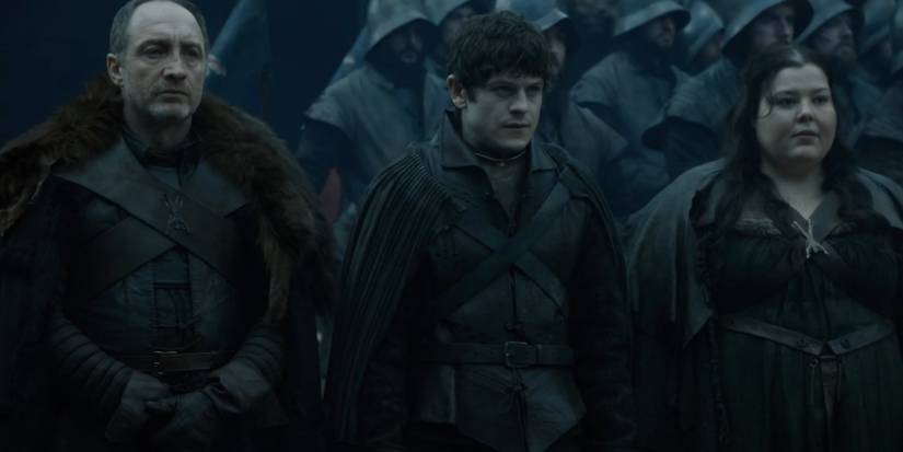 Roose and Ramsay Bolton and Walda Frey in Game of Thrones.