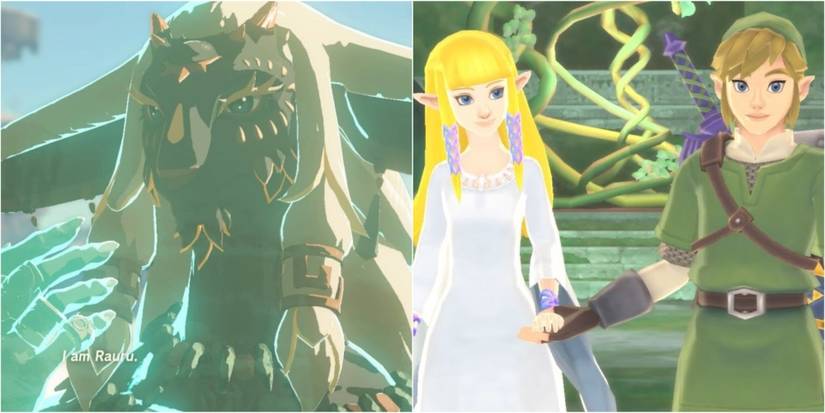 Rauru From Tears Of The Kingdom And Zelda And Link From Skyward Sword