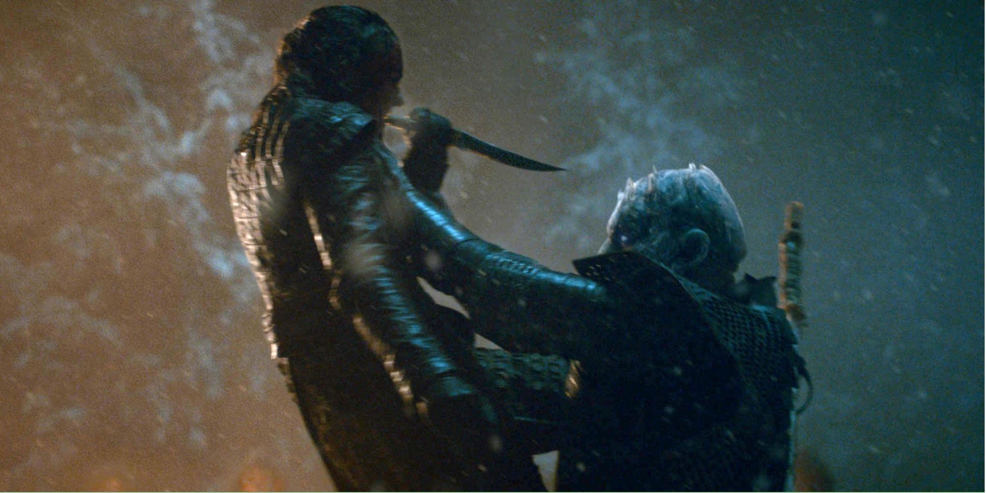 Arya and the Night King in Game of Thrones.