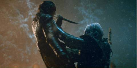 Arya and the Night King in Game of Thrones.