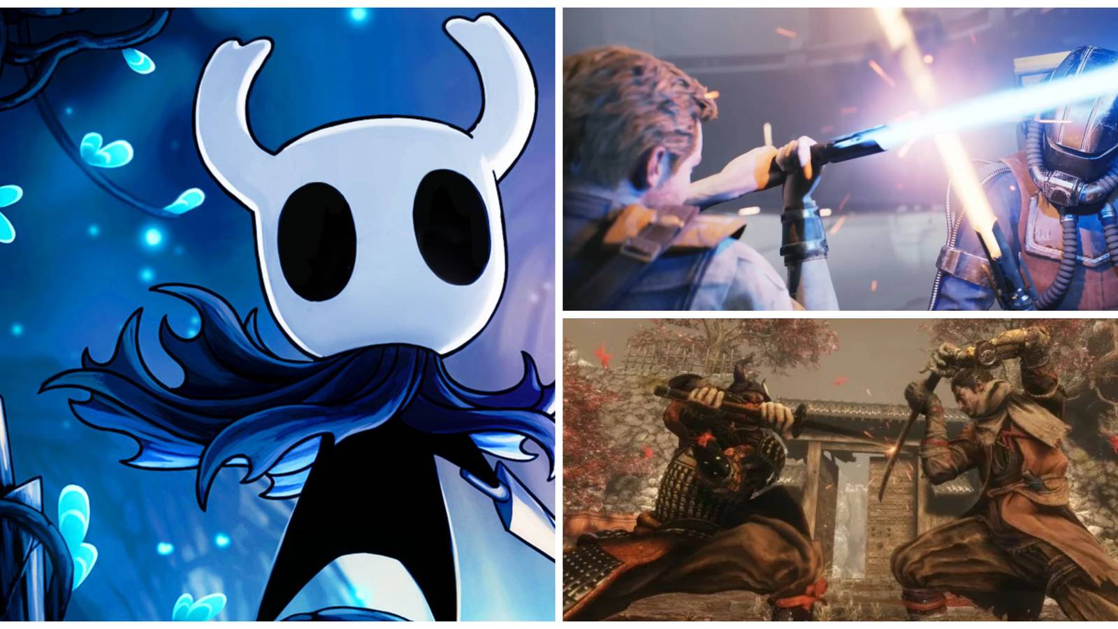 hollow knight, cal kestis vs sith, sekiro parry duel 