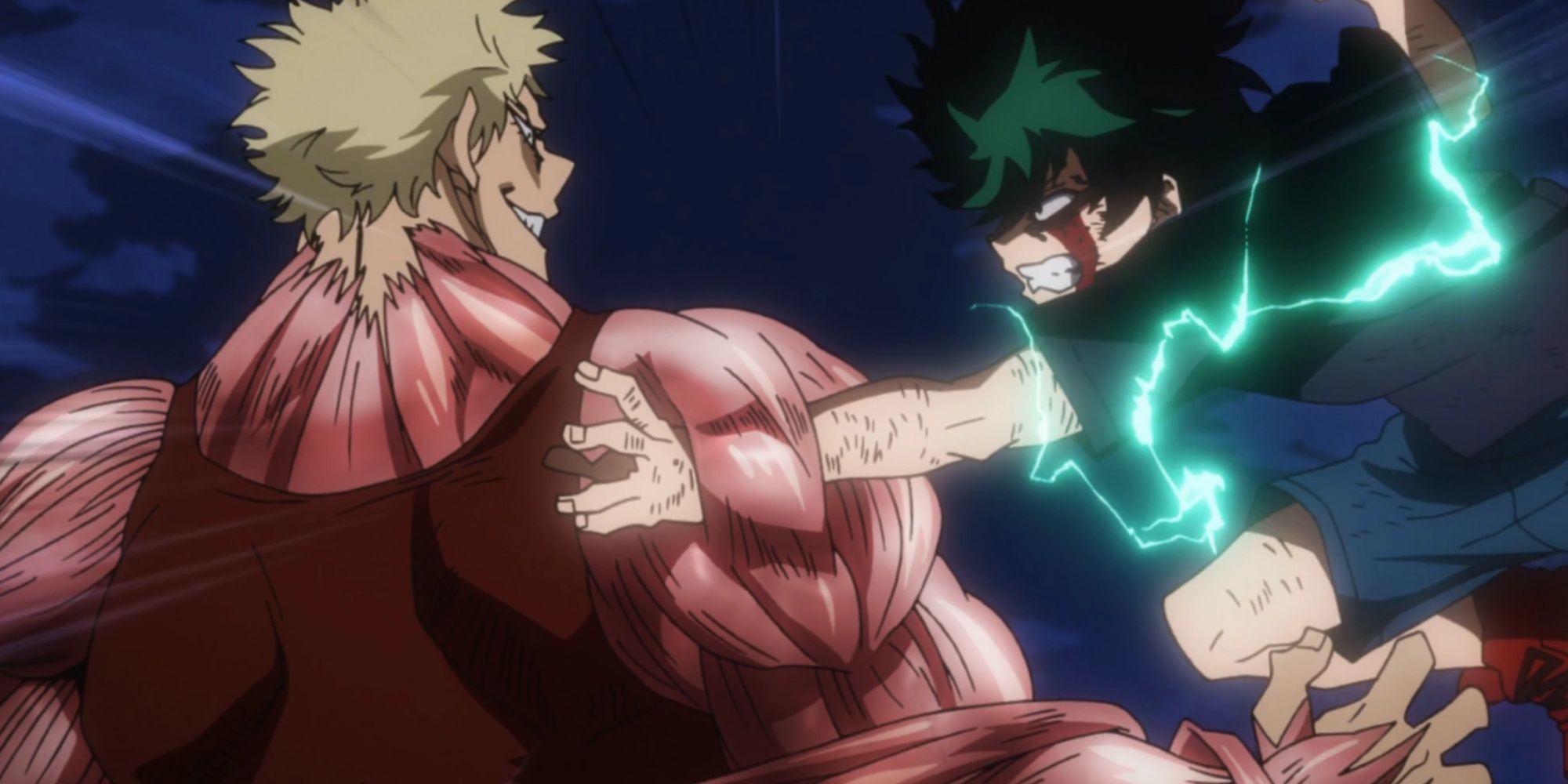 Izuku Midoriya battling Muscular in My Hero ACADEMIA