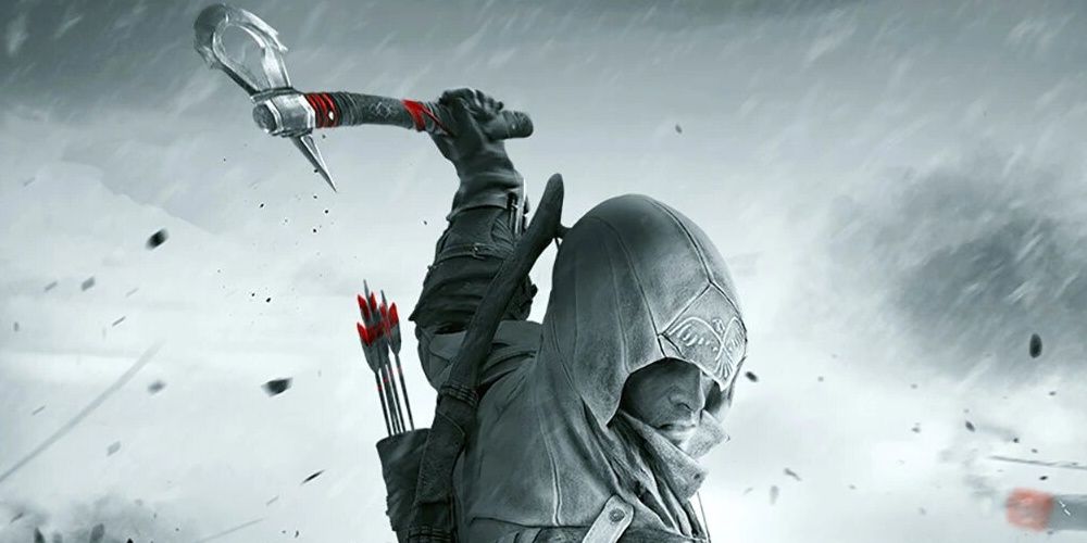 Connor Wielding His Tomahawk On The Cover Of Assassin's Creed III