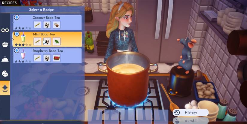 cooking boba tea in disney dreamlight valley