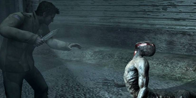 Alex About To Attack A Monster With A Knife