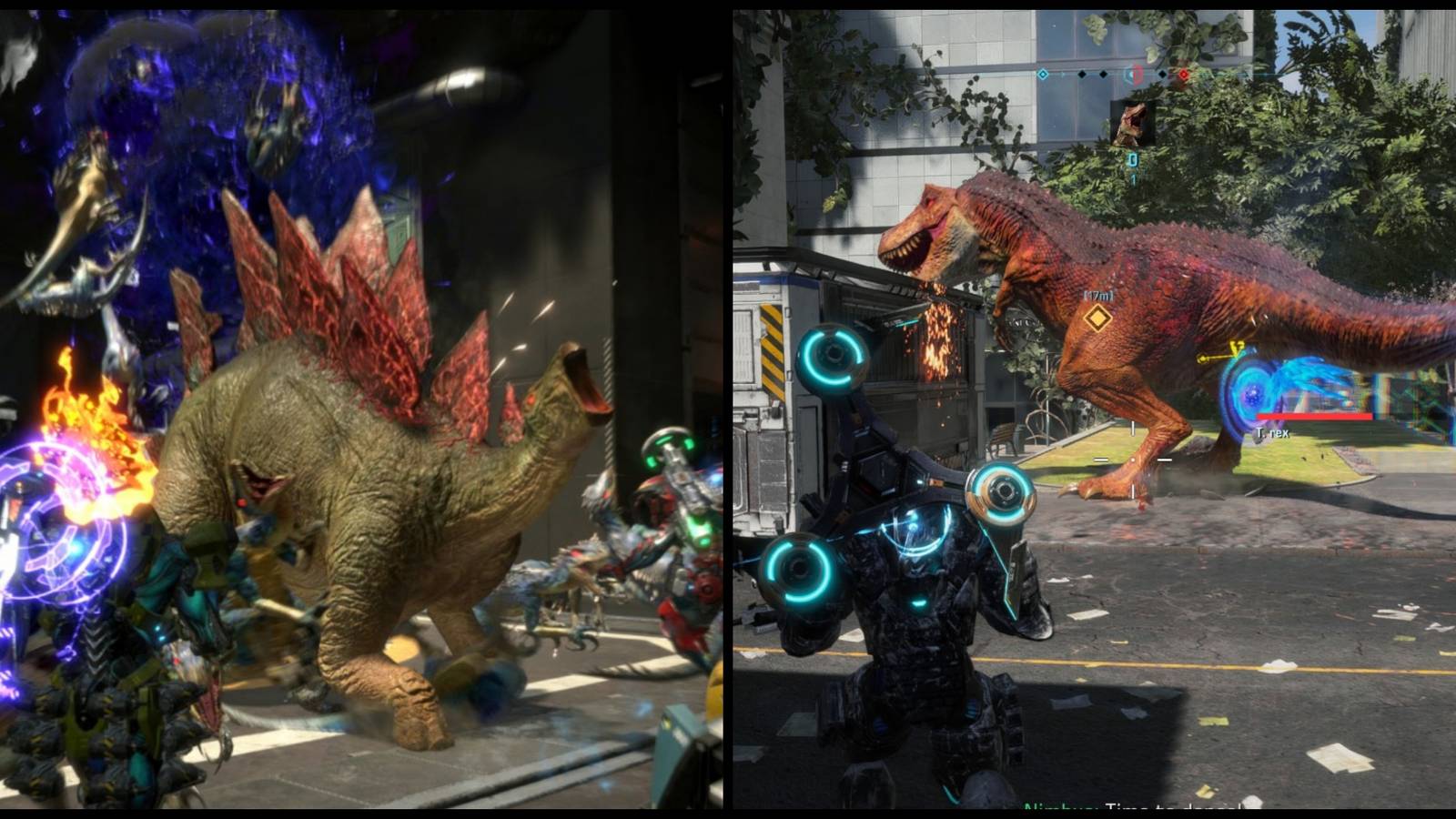 The Stegosaurus and T. rex from Exoprimal