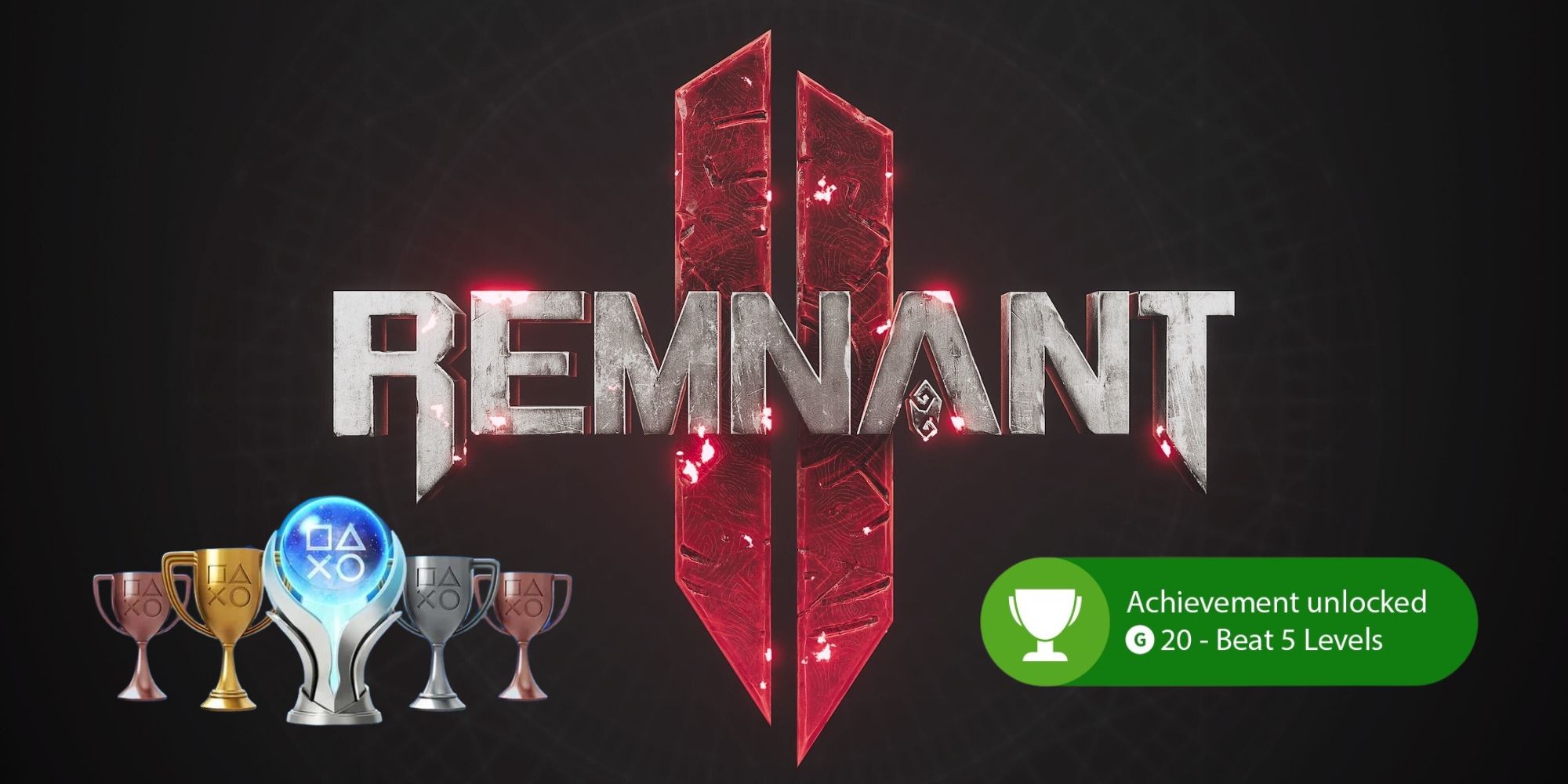 The cover of Remnant 2 with PlayStation Trophies and Xbox Achievements