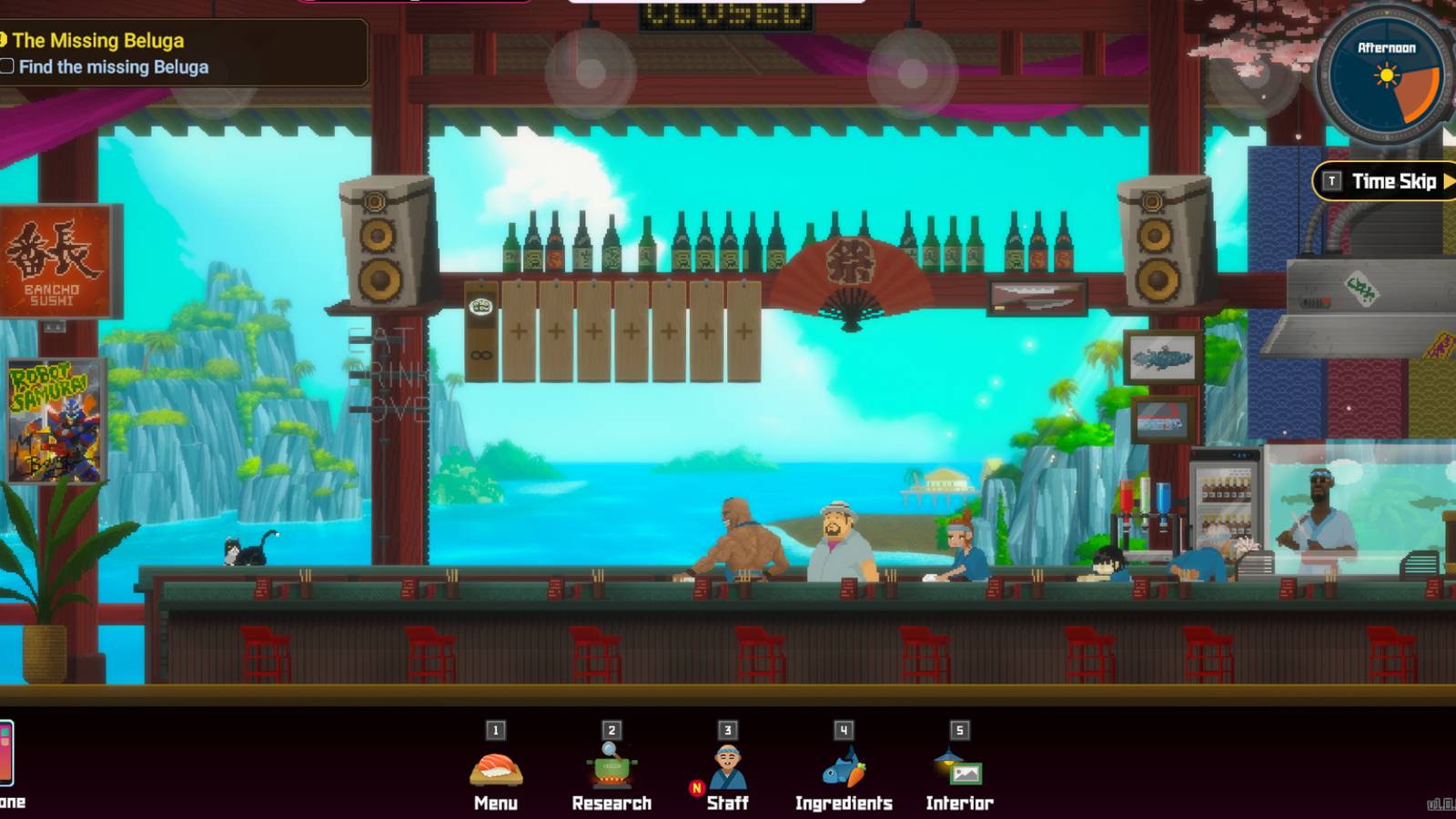 A screenshot of Banchos restaurant during the day in Dave the Diver