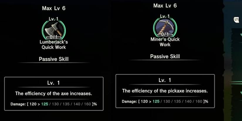 Craftopia Skills- Lumberjack-Miner's Quick Work