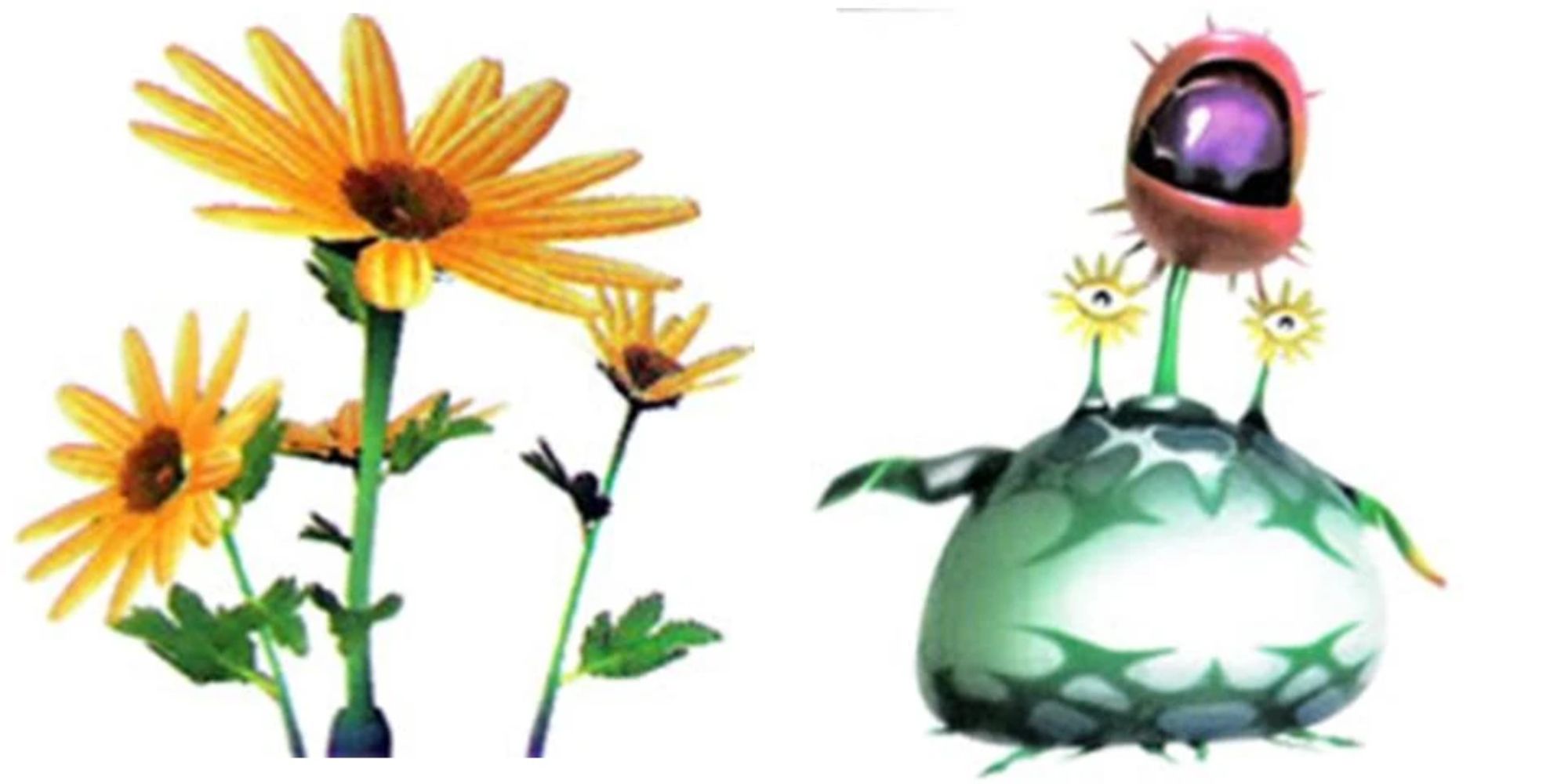 An image of a Creeping Chrysanthemum from Pikmin, a large plant-like enemy.