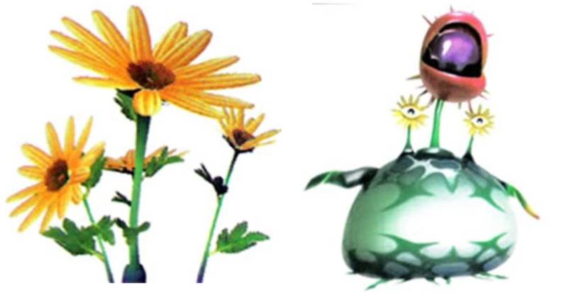An image of a Creeping Chrysanthemum from Pikmin, a large plant-like enemy.