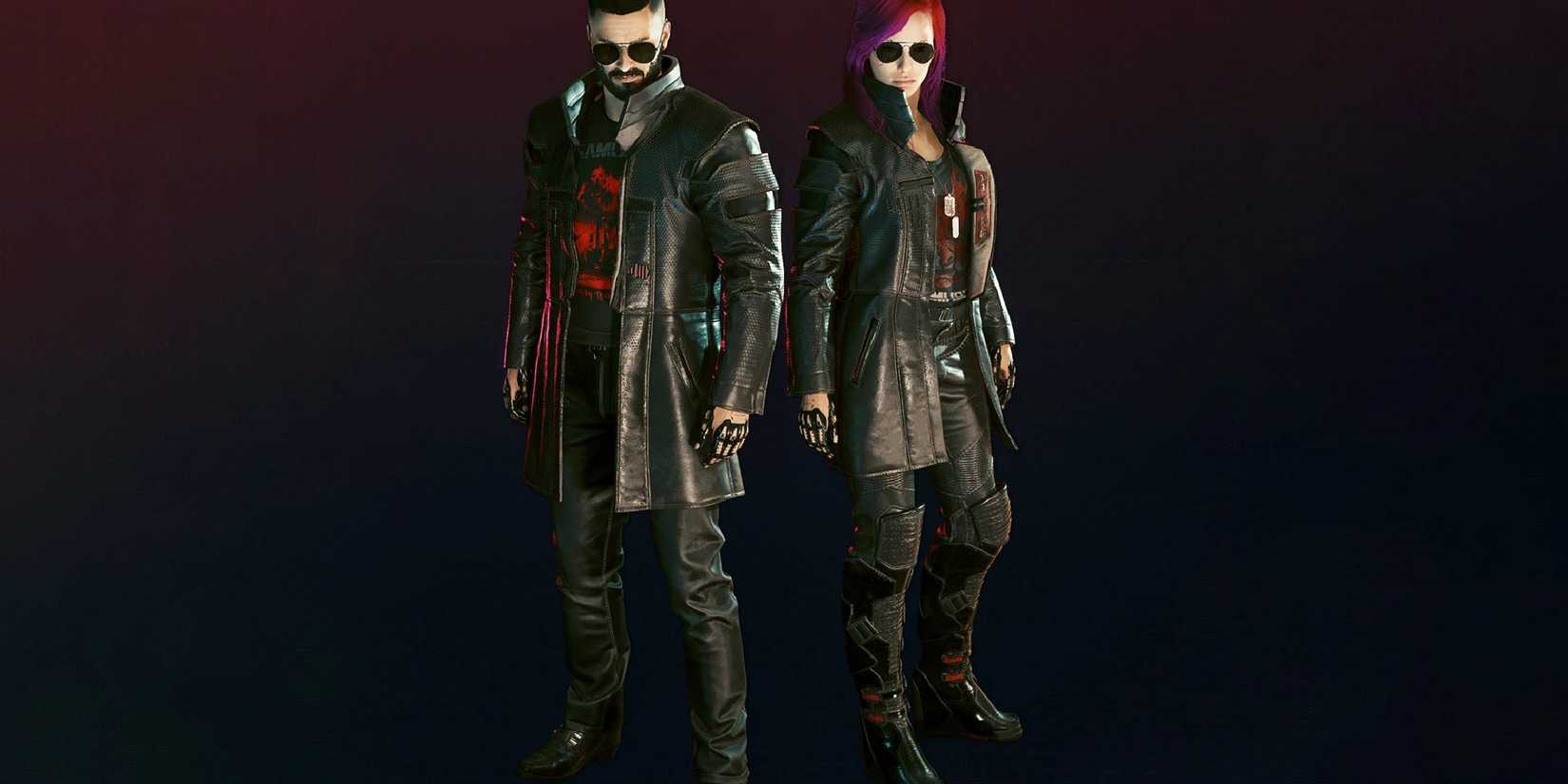 Male and Female V side by side in the modded jacket.